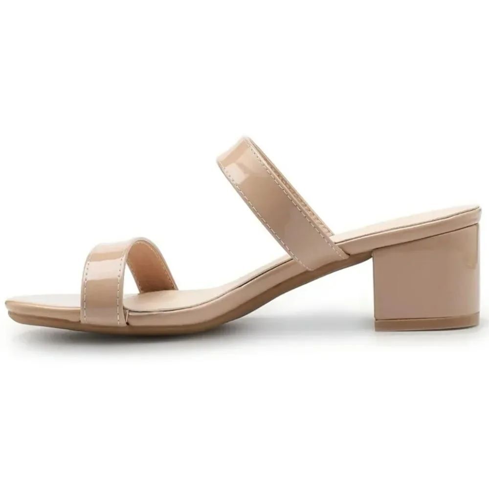 BRAND NEW NINE WEST DOUBLE STRAP ELEGANT BLOCK  LOCK HEEL SANDALS